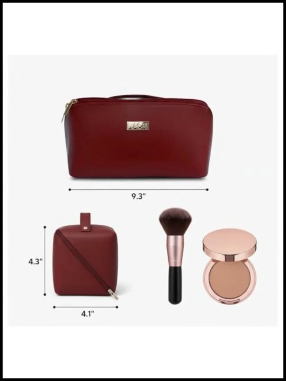 Large Faux Leather Cosmetic Organizer with Handle & Pockets, Travel Makeup Bag